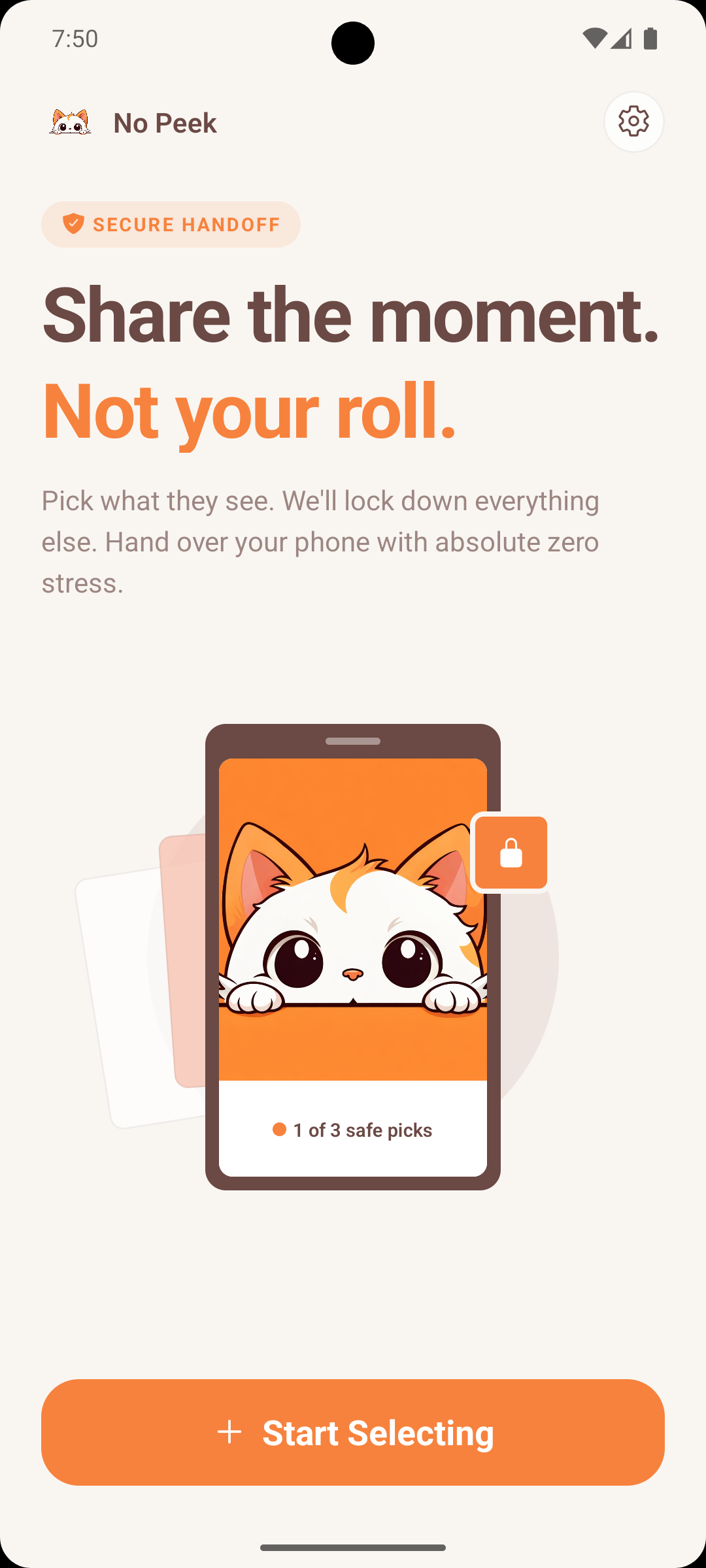 No Peek hero screen
